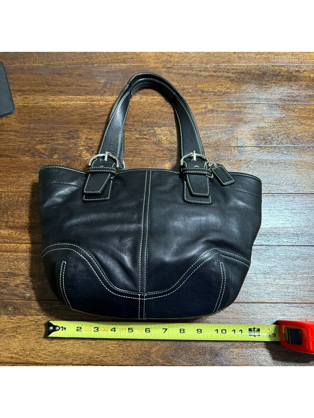Vintage Y2K Coach Soho Buckle Adjustable Shoulder Bag Black Leather Tote 9544